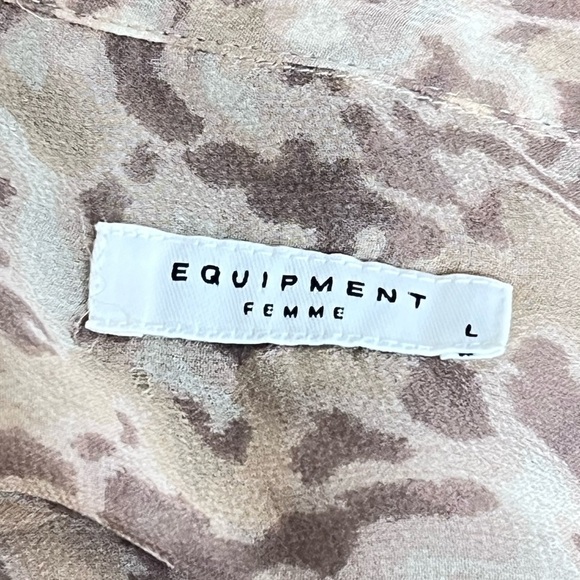 Equipment 100% Silk Sheer Leopard Print Long-Sleeve Button Down Front Blouse - Picture 8 of 12